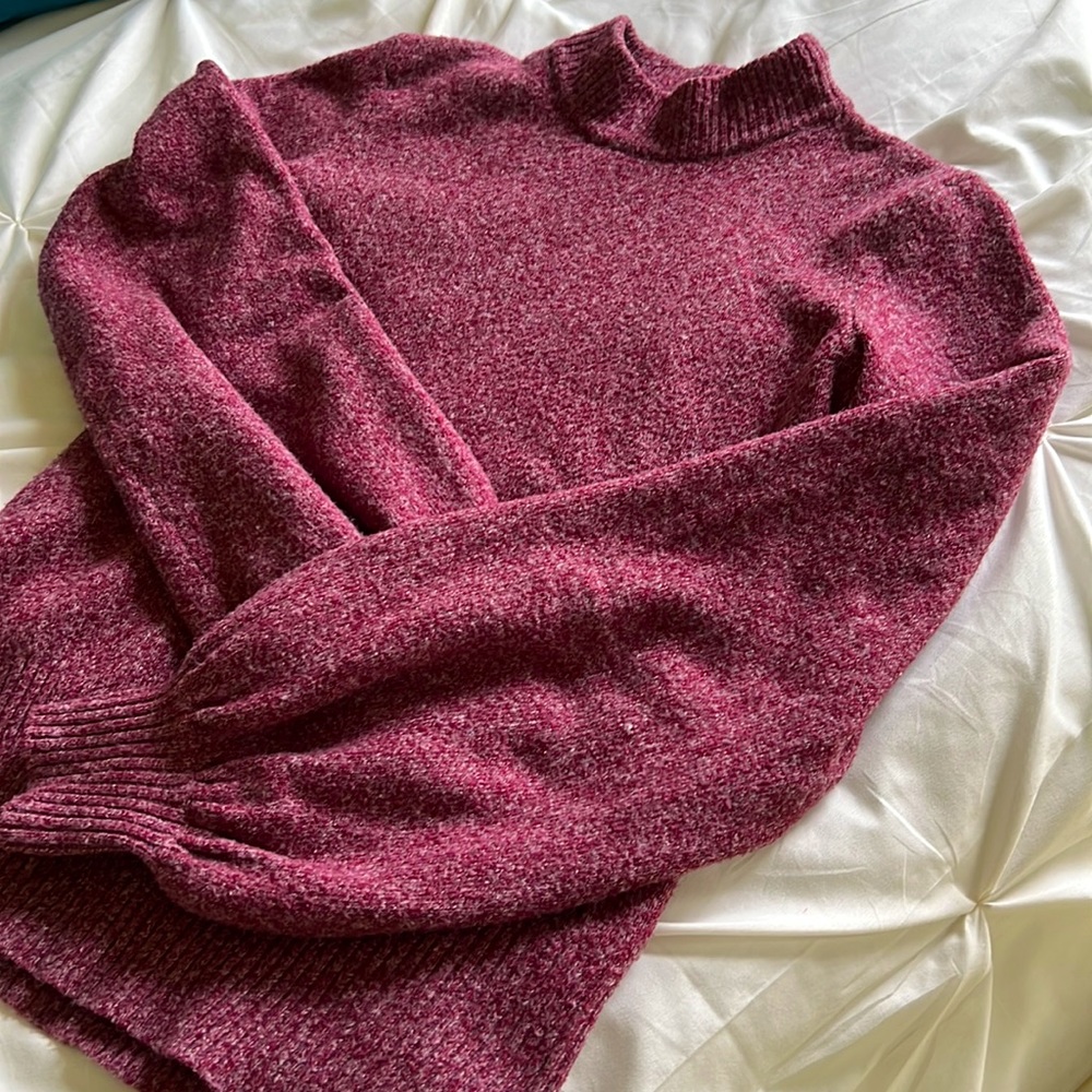 Plum balloon-sleeve sweater
